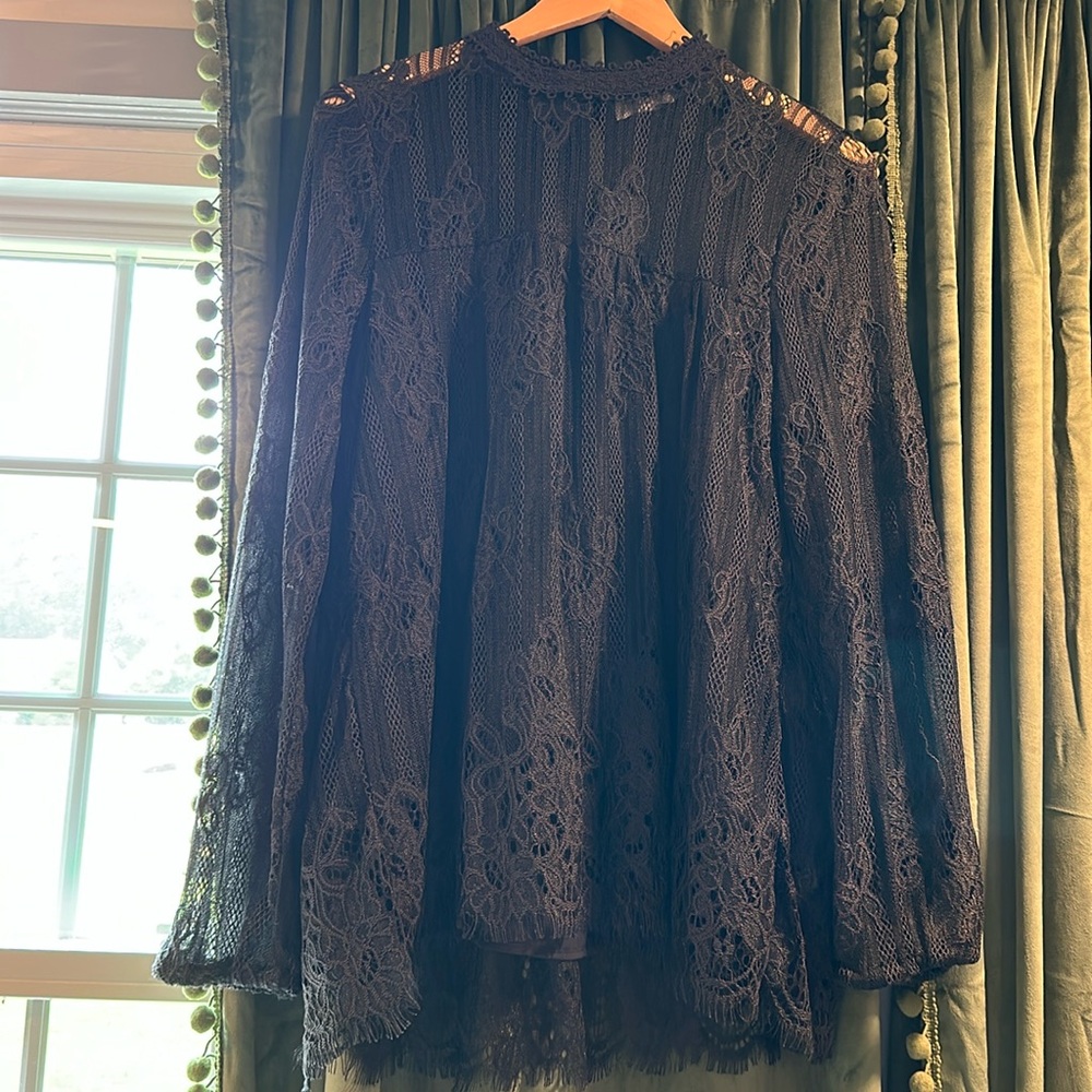 Black Lace Lined Blouse